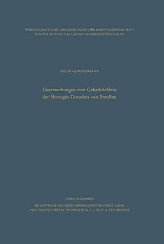 Untersuchungen zum Gebetbchlein der Herzogin Dorothea von Preuen [Paperback]