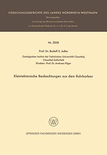 Kleintektonische Beobachtungen aus dem Ruhrkarbon [Paperback]