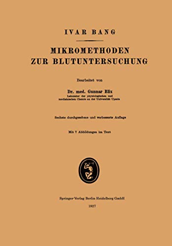 Mikromethoden zur Blutuntersuchung [Paperback]