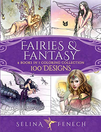 Fairies and Fantasy Coloring Collection  4 Books in 1 - 100 Designs [Paperback]