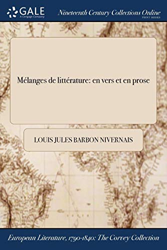 Melanges de Litterature  En Vers et en Prose [Paperback]