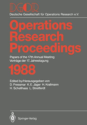 DGOR Papers of the 17th Annual Meeting / Vortrge der 17. Jahrestagung 1988 [Paperback]