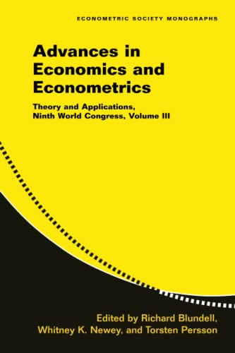 Advances in Economics and Econometrics Volume 3 Theory and Applications, Ninth [Paperback]