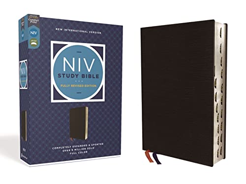 NIV Study Bible, Fully Revised Edition, Bonded Leather, Black, Red Letter, Thumb [Leather / fine bindi]