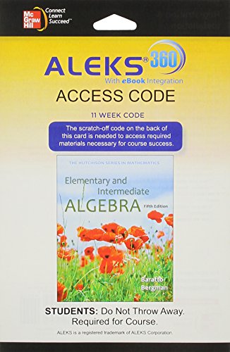 ALEKS 360 Access Card (11 weeks) for Elementary and Intermediate Algebra [Online resource]