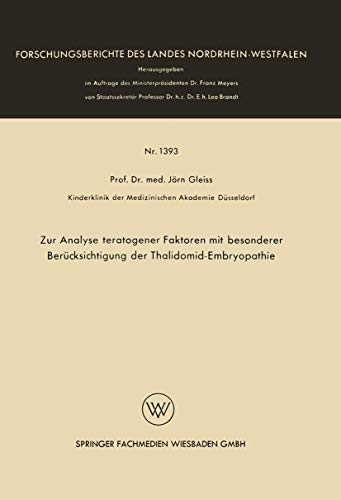 Zur Analyse teratogener Faktoren mit besonderer Bercksichtigung der Thalidomid- [Paperback]