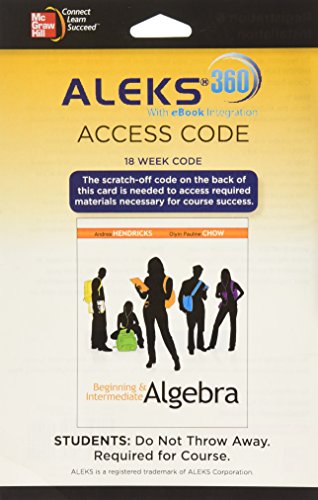 ALEKS 360 Access Card (18 weeks) for Beginning & Intermediate Algebra [Online resource]