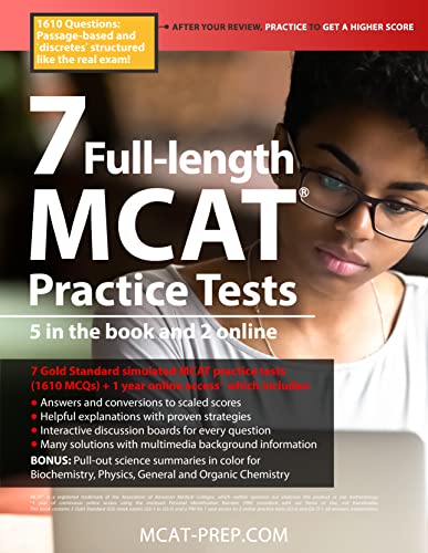 7 Full-Length MCAT Practice Tests: 5 in the Book and 2 Online, 1610 MCAT Practic [Paperback]