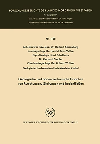 Geologische und bodenmechanische Ursachen von Rutschungen, Gleitungen und Bodenf [Paperback]