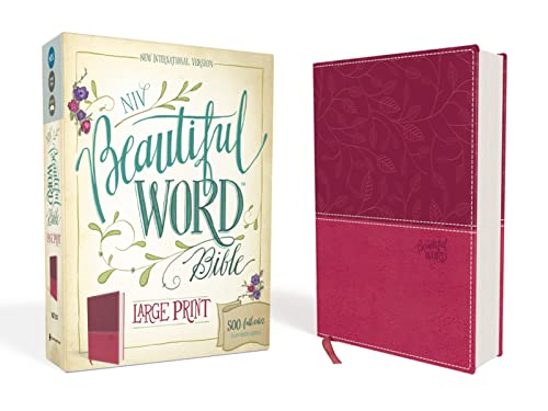 NIV, Beautiful Word Bible, Large Print, Leathersoft, Pink: 500 Full-Color Illust [Leather / fine bindi]