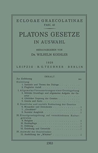 Platons Gesetze: In Auswahl [Paperback]