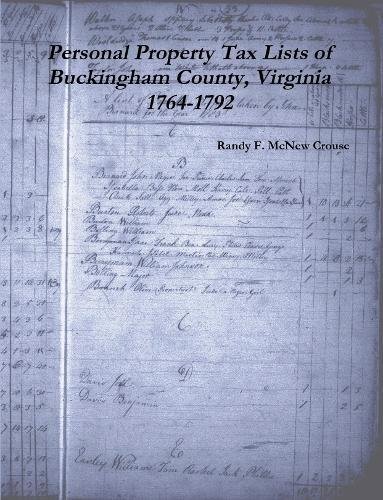 Personal Property Tax Lists of Buckingham County, Virginia 1764-1792 [Paperback]