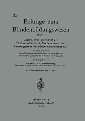 Beitrge zum Blindenbildungsesen Heft 1 [Paperback]