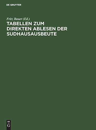 Tabellen Zum Direkten Ablesen Der Sudhausausbeute [Hardcover]