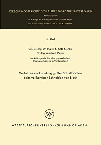 Verfahren zur Erzielung glatter Schnittflchen beim vollkantigen Schneiden von B [Paperback]