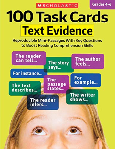 100 Task Cards: Text Evidence: Reproducible Mini-Passages With Key Questions to  [Paperback]