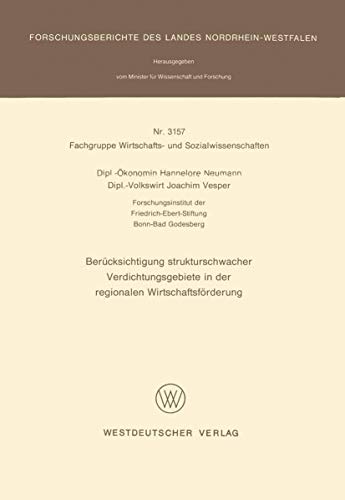 Bercksichtigung strukturschwacher Verdichtungsgebiete in der regionalen Wirtsch [Paperback]