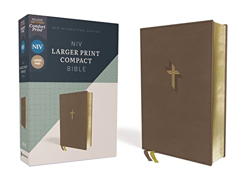 NIV, Larger Print Compact Bible, Leathersoft, Brown, Red Letter, Comfort Print [Leather / fine bindi]