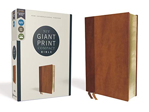 NIV, Giant Print Compact Bible, Leathersoft, Brown, Red Letter, Comfort Print [Leather / fine bindi]