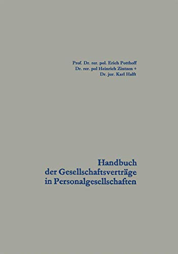 Handbuch der Gesellschaftsvertrge in Personalgesellschaften [Paperback]