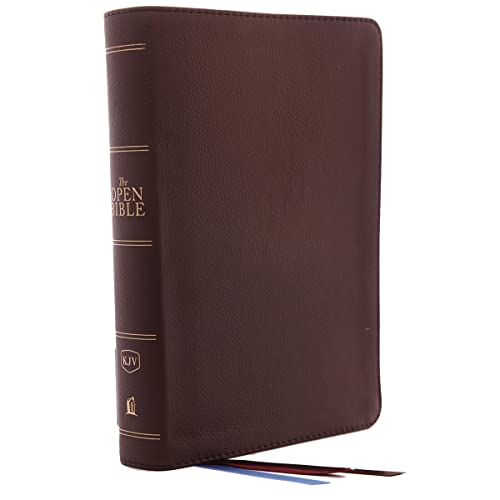 The KJV, Open Bible, Genuine Leather, Brown, Red Letter, Comfort Print: Complete [Leather / fine bindi]