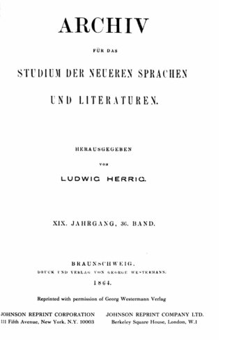 Archiv Fr Das Studium Der Neueren Sprachen Und Literaturen (german Edition) [Paperback]