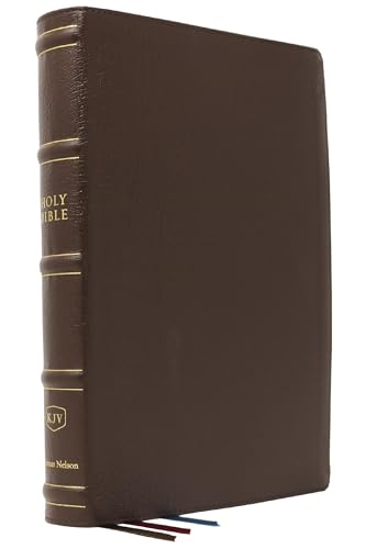 KJV Holy Bible: Large Print Verse-by-Verse with Cross References, Brown Genuine  [Leather / fine bindi]