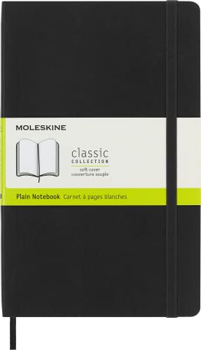 Moleskine Classic Notebook, Large, Plain, Black, Soft Cover (5 x 8.25) [Diary]