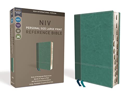 NIV, Personal Size Reference Bible, Large Print, Leathersoft, Teal, Red Letter,  [Leather / fine bindi]