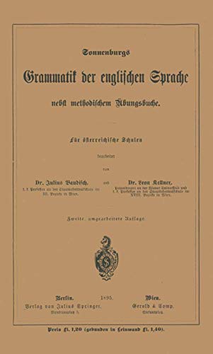 Grammatik der englischen Sprache nebst methodischem bungsbuche [Paperback]