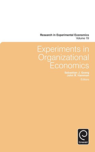 Experiments In Organizational Economics (research In Experimental Economics) [Hardcover]