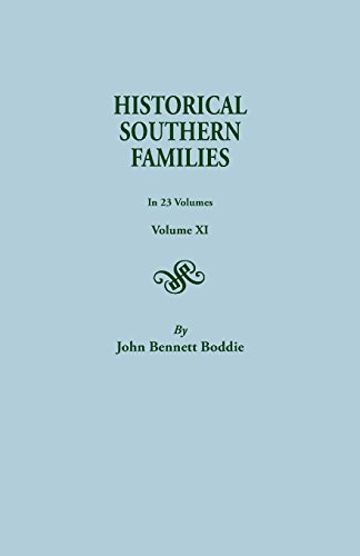 Historical Southern Families (volume Xi) [Paperback]