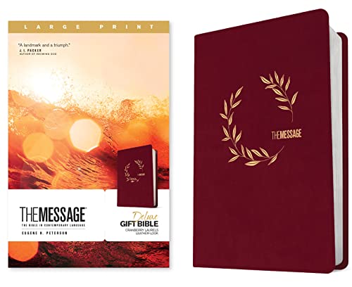 Message Deluxe Gift Bible, Large Print (Leather-Look, Cranberry Laurels) The Bi [Leather / fine bindi]