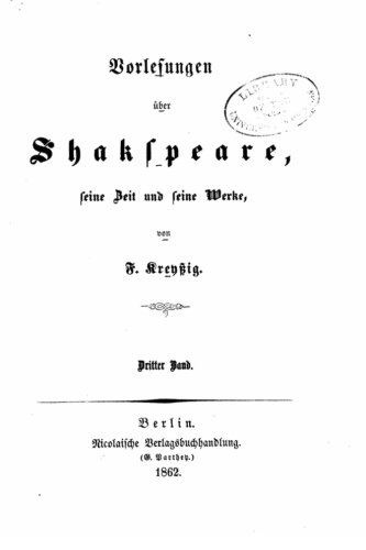 Vorlesungen ber Shakespeare (german Edition) [Paperback]