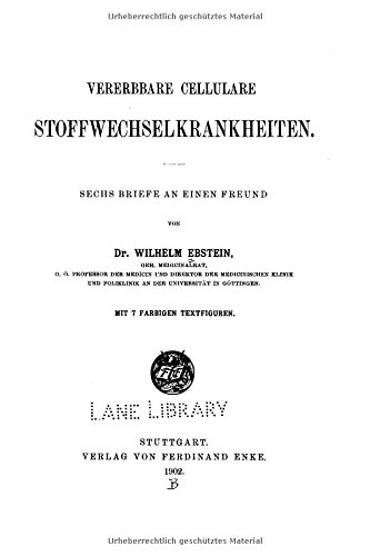 Vererbbare Cellulaire Stoffechselkrankheiten, Sechs Briefe An Einen Freund (ger [Paperback]