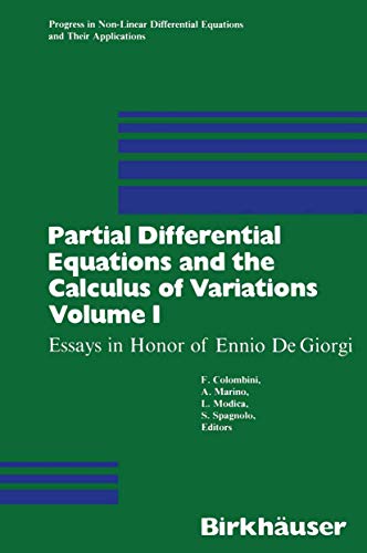 Partial Differential Equations and the Calculus of Variations: Essays in Honor o [Paperback]