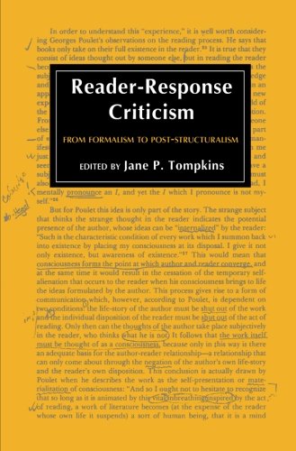 Reader-Response Criticism From Formalism To Post-Structuralism [Paperback]