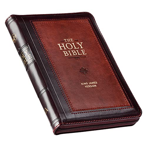 KJV Compact Bible Two-Tone Burgandy/Brown wit