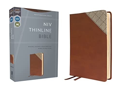 NIV, Thinline Bible, Leathersoft, Brown, Red Letter, Comfort Print [Leather / fine bindi]