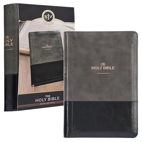 KJV Deluxe Gift Bible Two-Tone Black/Gray with Zipper Faux Leather [Unknown]