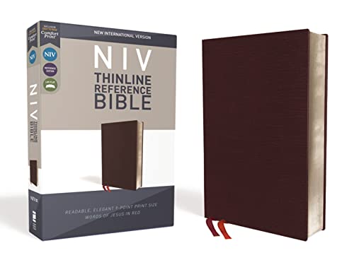 NIV, Thinline Reference Bible, Bonded Leather, Burgundy, Red Letter, Comfort Pri [Leather / fine bindi]