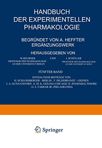 Handbuch der Experimentellen Pharmakologie  Ergnzungswerk: Fnfter Band [Paperback]