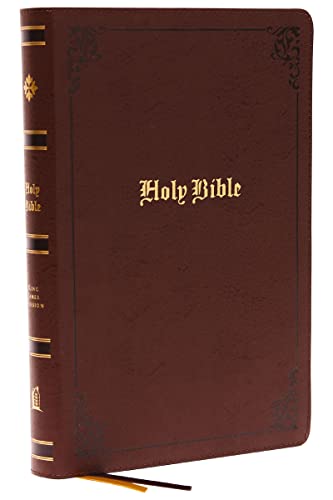 KJV Holy Bible Large Print Center-Column Reference Bible, Brown Bonded Leather,  [Leather / fine bindi]